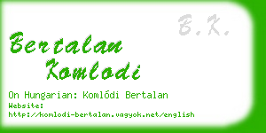 bertalan komlodi business card
